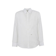 White long-sleeved dress shirt with button-down front, ideal for formal occasions