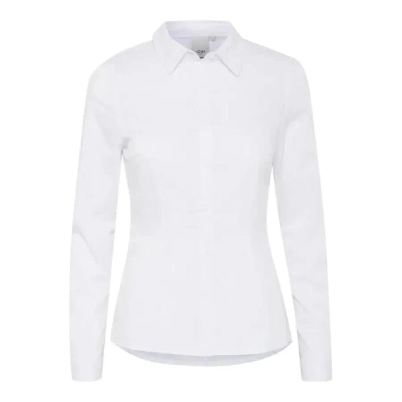 White long-sleeved collared shirt from Ichi Women Shirt collection