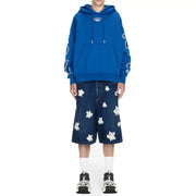 Men’s blue hoodie with distressed denim shorts featured in Off White Men Sweatshirt product image