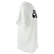 White Nike just do it t-shirt featuring a bold black logo across the chest in breathable cotton fabric