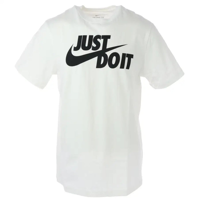 White Nike Just Do It t-shirt in cotton featuring a bold black Just Do It logo across the chest