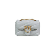 Light blue Pinko quilted leather crossbody bag with gold bird clasp