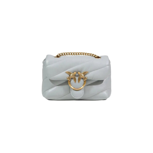 Light blue Pinko quilted leather crossbody bag with gold bird clasp