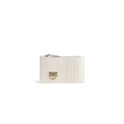 Cream-colored leather Pinko women’s wallet with bird clasp