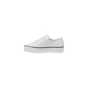 Calvin Klein Jeans Women’s White Leather Sneakers showcasing a stylish platform design