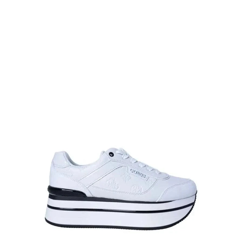 White platform sneaker by Guess featuring laces for women’s casual fashion