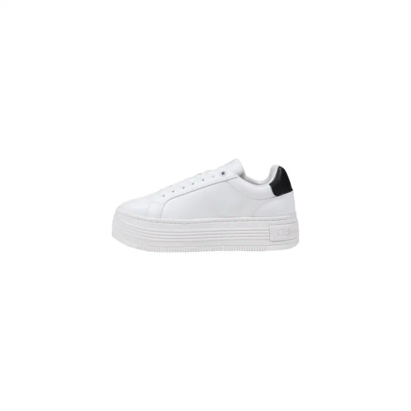 White leather platform sneakers with black heel tab from Calvin Klein Jeans Women
