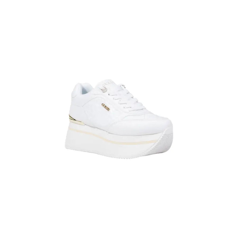 White platform sneakers with gold accents from Guess Women Fall Winter collection