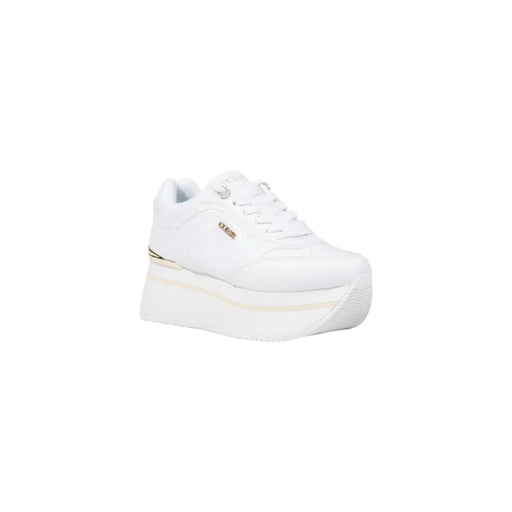 White platform sneakers with gold accents from Guess Women Fall Winter collection