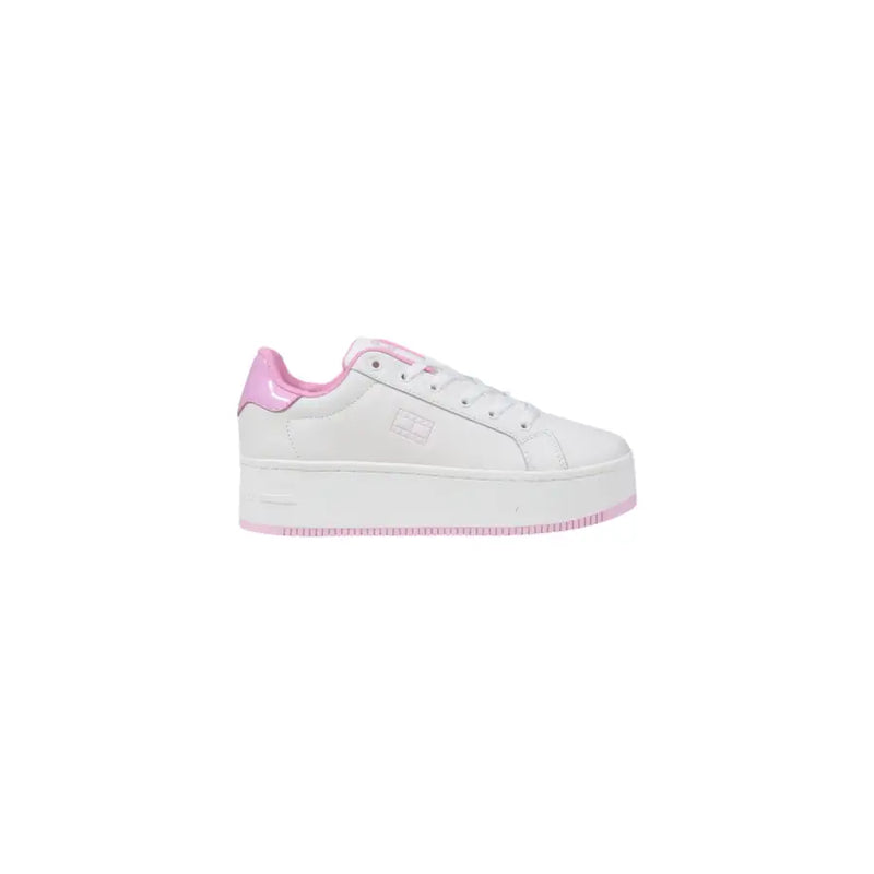 White platform sneakers with pink accents from Tommy Hilfiger Fall Winter collection