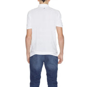 White polo shirt paired with blue jeans displayed in the product White Polo Shirt With Blue Jeans