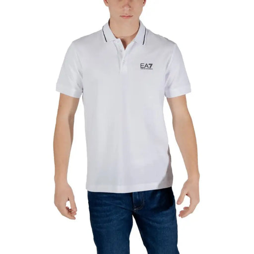 Weißes Poloshirt aus der EA7 Herren-Poloshirt-Kollektion Frühjahr/Sommer