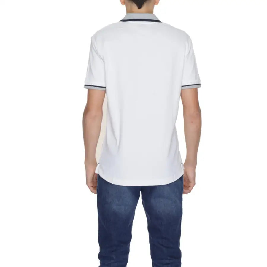 White polo shirt with navy tipping collar from Gas - urban city style clothing
