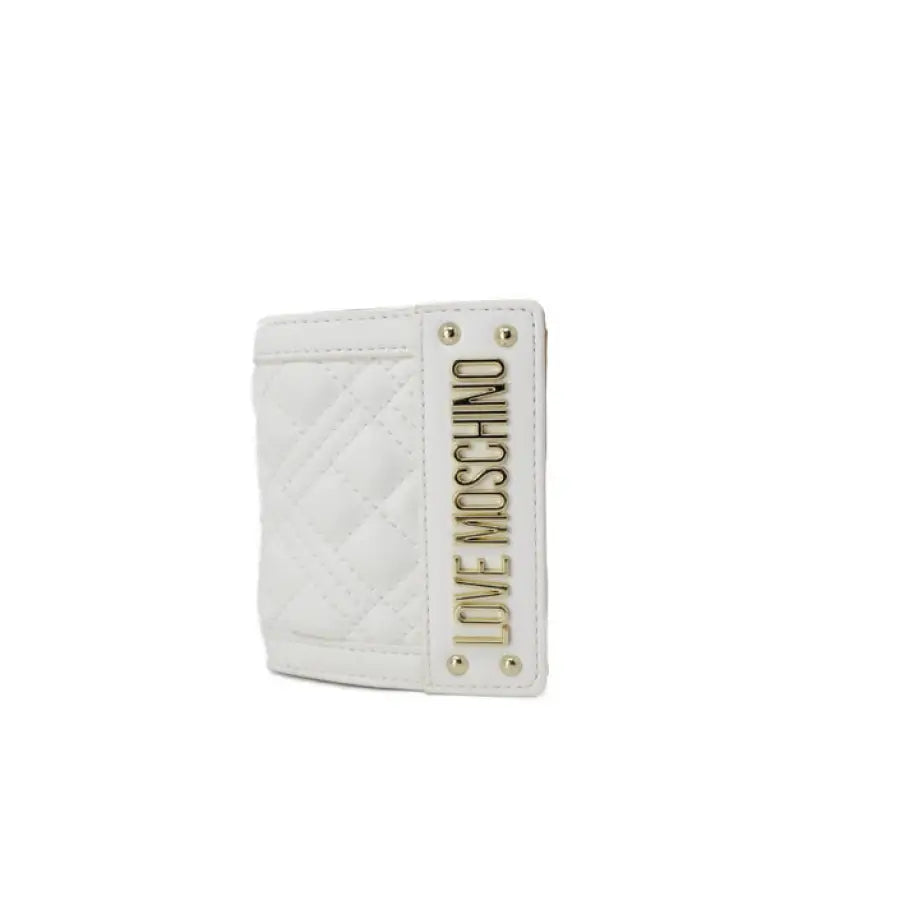 Love Moschino white quilted wallet with gold logo - urban style clothing