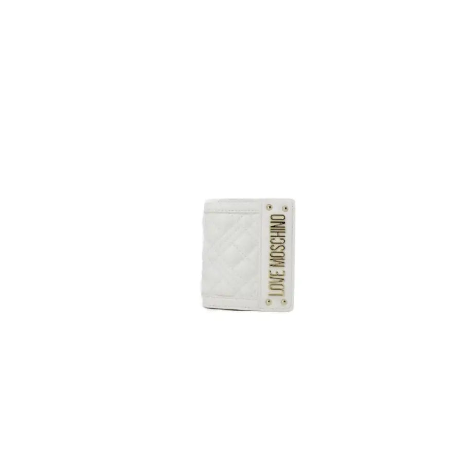 White quilted Love Moschino women wallet showcasing urban style clothing
