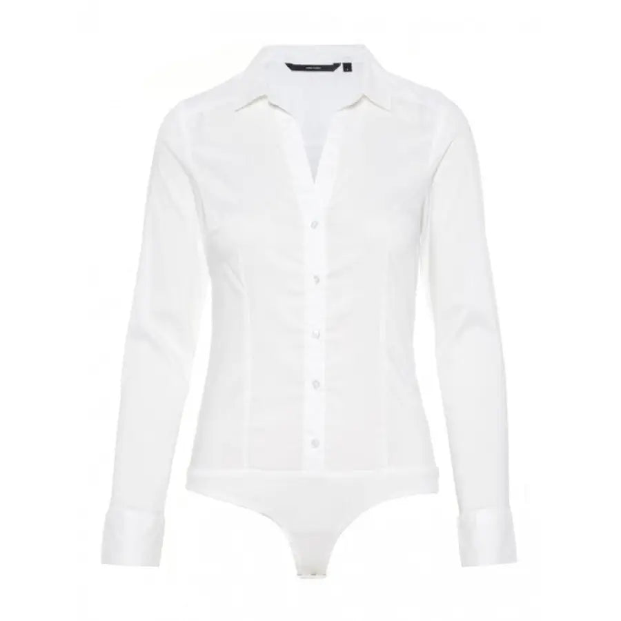 Vero Moda women’s white long sleeve shirt with collar on display