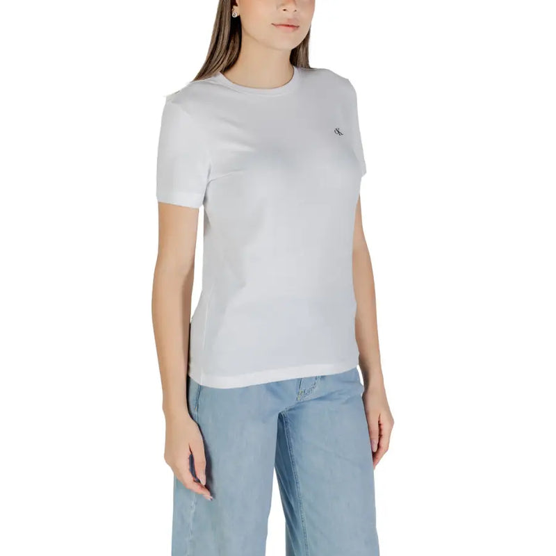 White short-sleeve crew-neck T-shirt from Calvin Klein Jeans for women