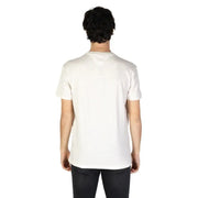 Men’s white short-sleeved Tommy Jeans T-shirt displayed for casual wear