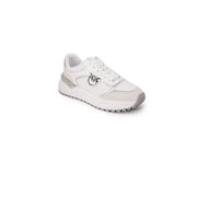 White and silver leather lace-up sneakers for women in the Pinko collection