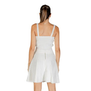 White sleeveless top and skirt set featured in Guess White Strappy Round Neck Top product image