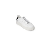 White leather Guess Mens Fall Winter Sneakers with black heel accent for a stylish look
