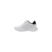 White Guess Women Sneakers with Black Heel, Print, and Laces for stylish comfort