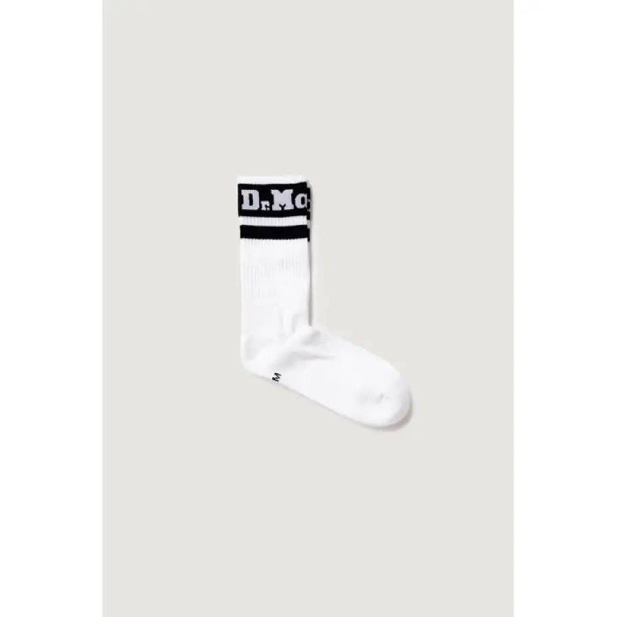 Dr. Martens white socks with black logo for urban city style clothing
