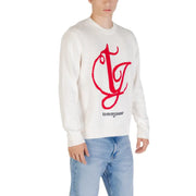 White sweater featuring a prominent red logo, perfect for casual and stylish wear
