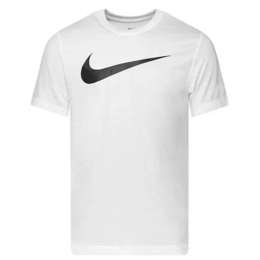 Weiß Nike Kurzarm-T-Shirt mit schwarzem Swoosh-Logo auf der Vorderseite