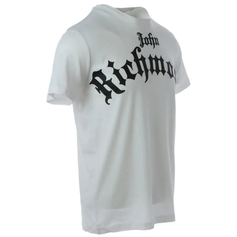 White T shirt featuring bold Gothic lettering for a stylish modern look
