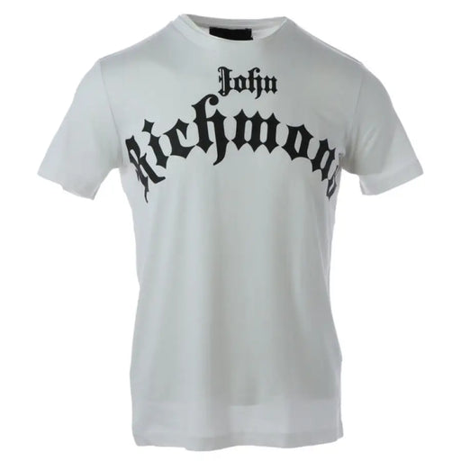 White T shirt featuring Gothic lettering design for stylish casual wear