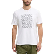 White short sleeve T shirt featuring a stylish gray pattern for casual wear