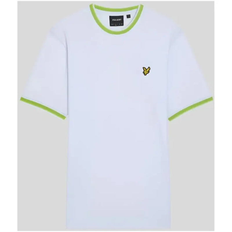 White T-Shirt with Green Trim showcasing a stylish casual apparel design