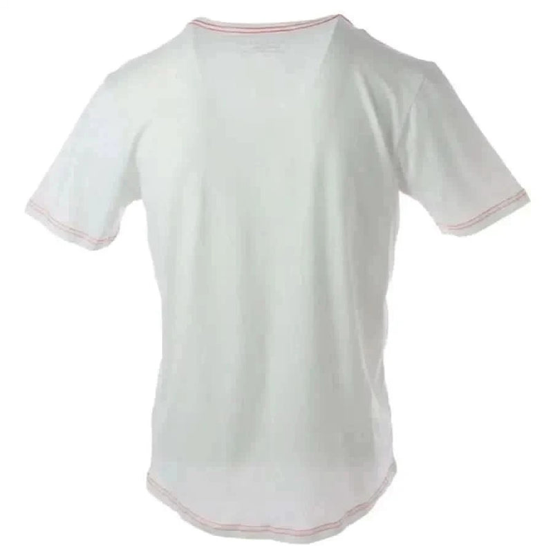 Jeckerson Men T-Shirt White with Pink Trim around Neck and Sleeves