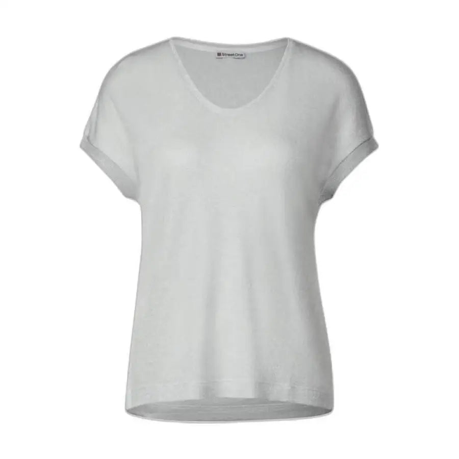 Urban style clothing - Street One women’s white V-neck T-shirt in urban city fashion