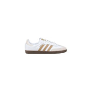 White and tan Adidas Samba sneaker displayed in the Adidas Samba Sneakers in White and Tan product image