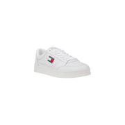 White Leather Tommy Hilfiger Sneaker showcased in a premium product display
