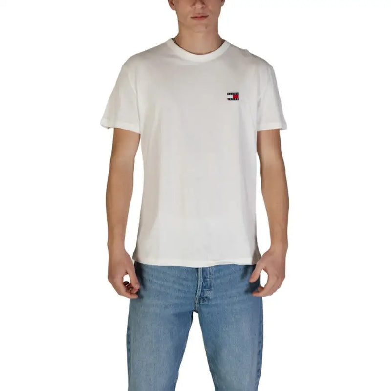 Tommy Hilfiger Men’s White Organic Cotton T-Shirt with Round Neck design