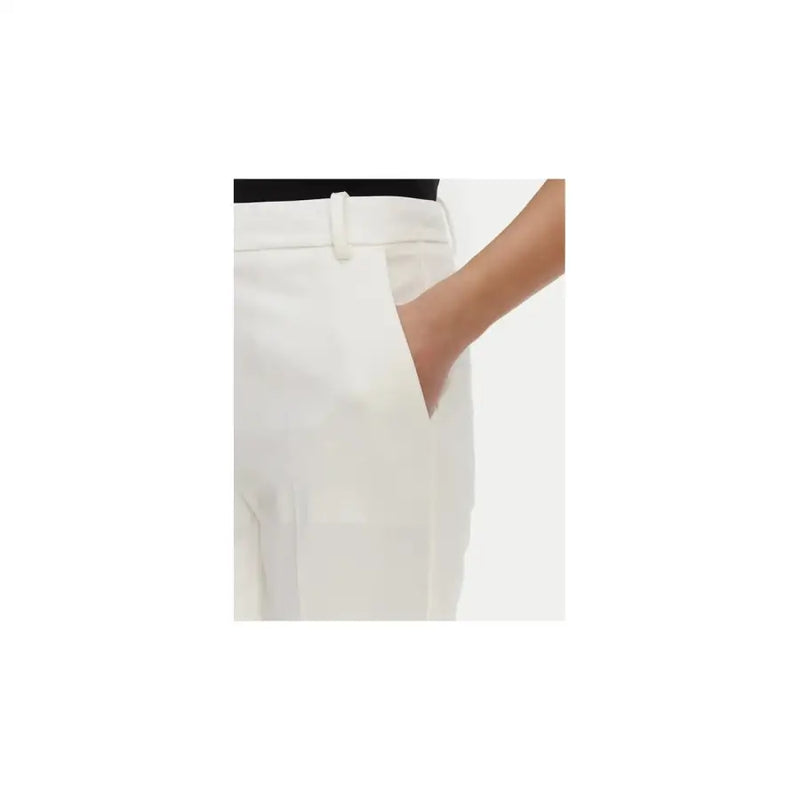 Weiße, taillierte Hose aus Viskosemischung für Damen von Pinko mit klarem Design und passender Gürtelschlaufe