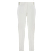 White viscose blend tailored trousers for women by Pinko with a sleek straight-leg cut and subtle front creasing
