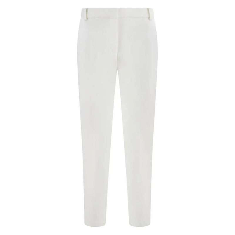 White viscose blend tailored trousers for women by Pinko with a sleek straight-leg cut and subtle front creasing
