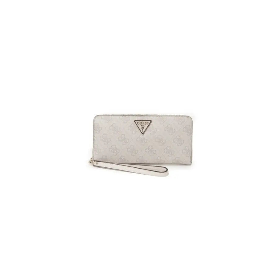 Guess women’s white wallet with triangle, urban city style clothing accessory