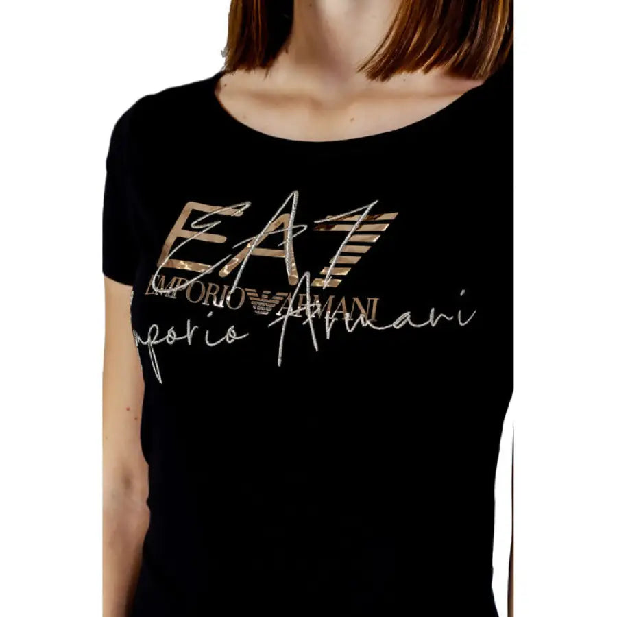 Ea7 Ea7 Women T-Shirt featuring a woman in black ’eat’ logo tee