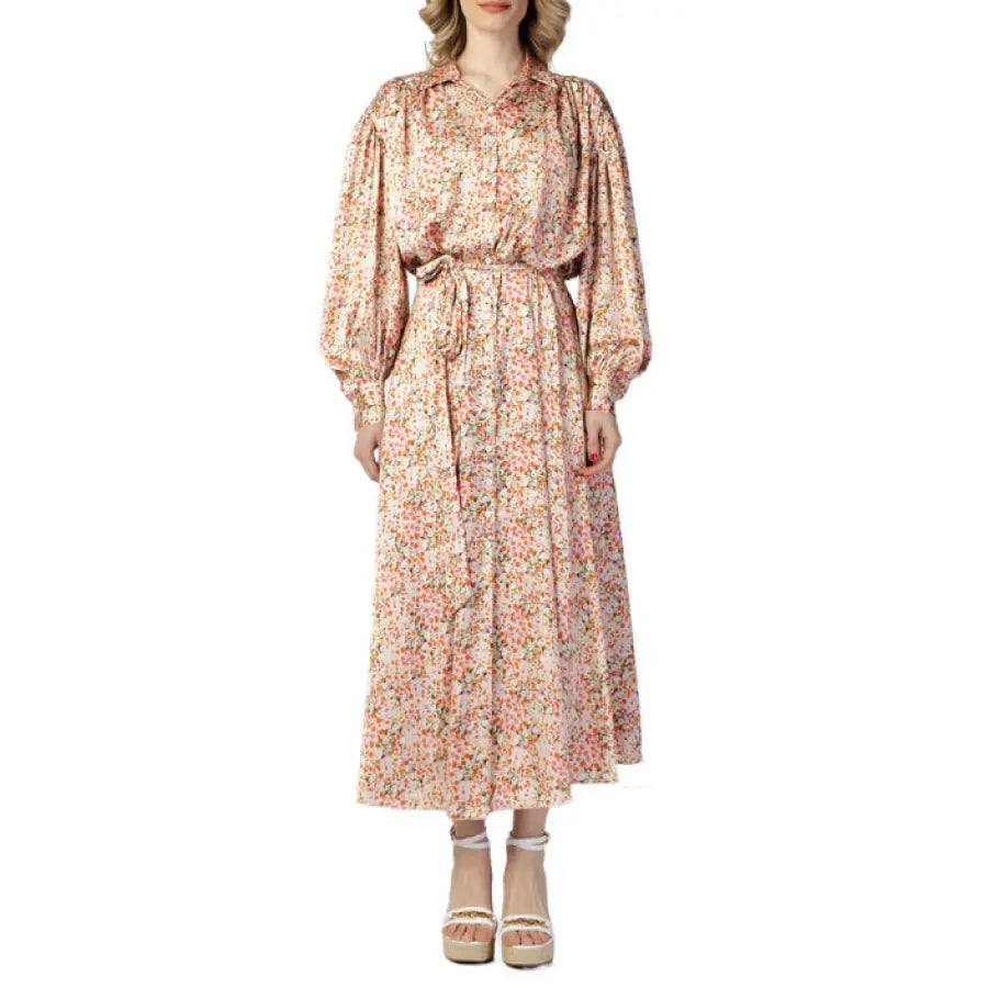 Woman in Aniye By floral dress for spring summer season.