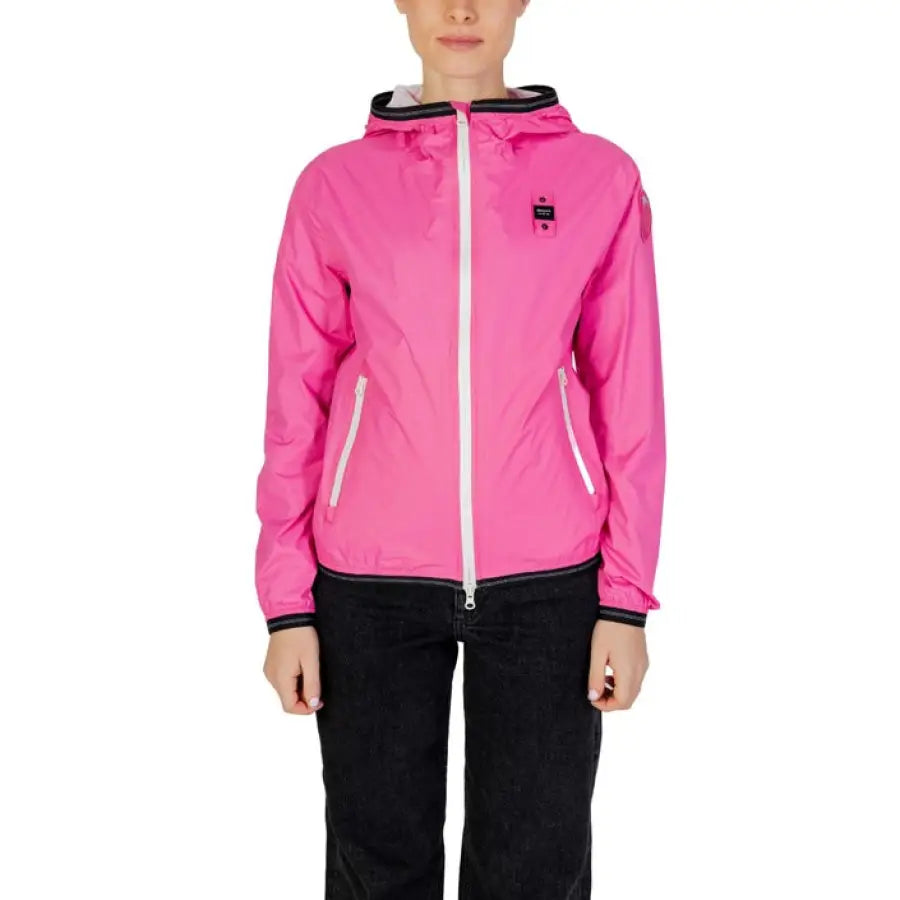 
                      
                        Blauer Blauer Women Jacket featuring woman in pink jacket and black pants for spring summer.
                      
                    