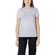 Woman wearing Black Crewneck T Shirt with white T shirt and black pants on a model