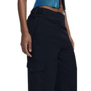 Women’s black cargo trousers with side pocket and button closure, Desigual brand