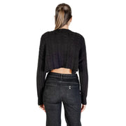 Women’s black cable knit cropped sweater from Womens Black Long Round Neck Knitwear for Fall Winter