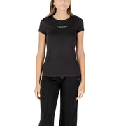 Women’s black short-sleeve cotton T-shirt with round neck from Armani Exchange