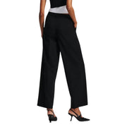 Women’s black wide-leg trousers with a white waistband from Karl Lagerfeld Fall Winter collection